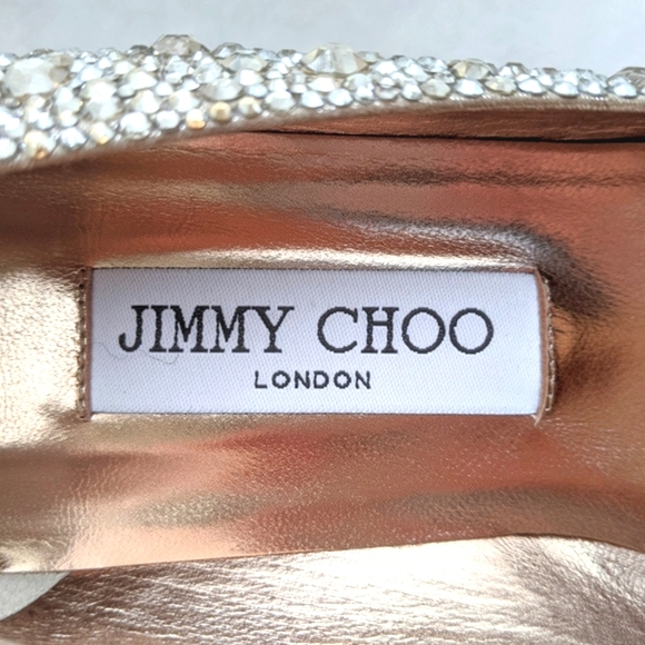 💯Jimmy Choo Rose Gold Crystal Covered Pointy Toe Pumps Crystal Cinderella pumps - Picture 8 of 12